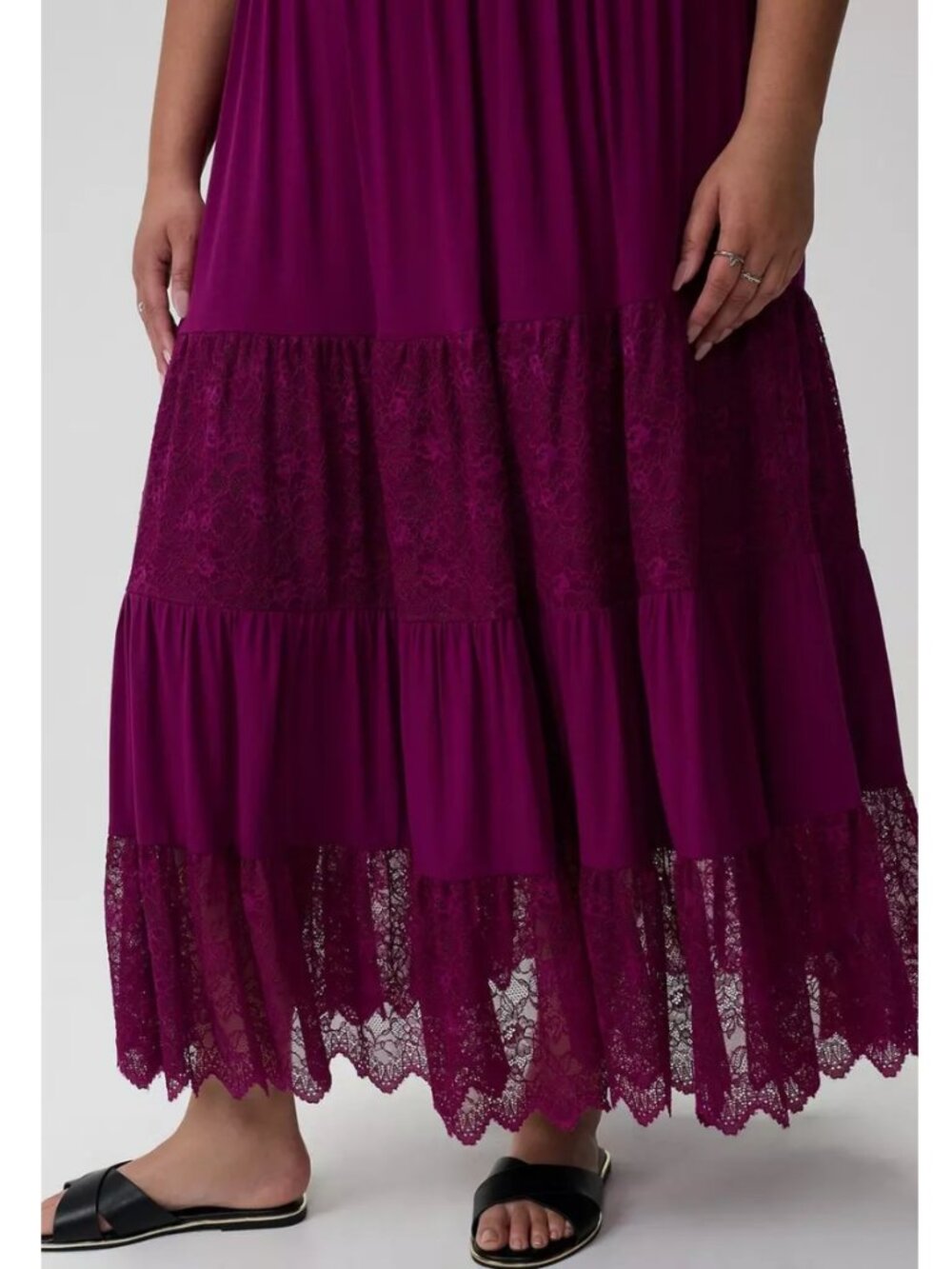 NWT Torrid 1 Plum Caspia Sweetheart Lace Inset Maxi Dress 1X 14 16 - Picture 5 of 12